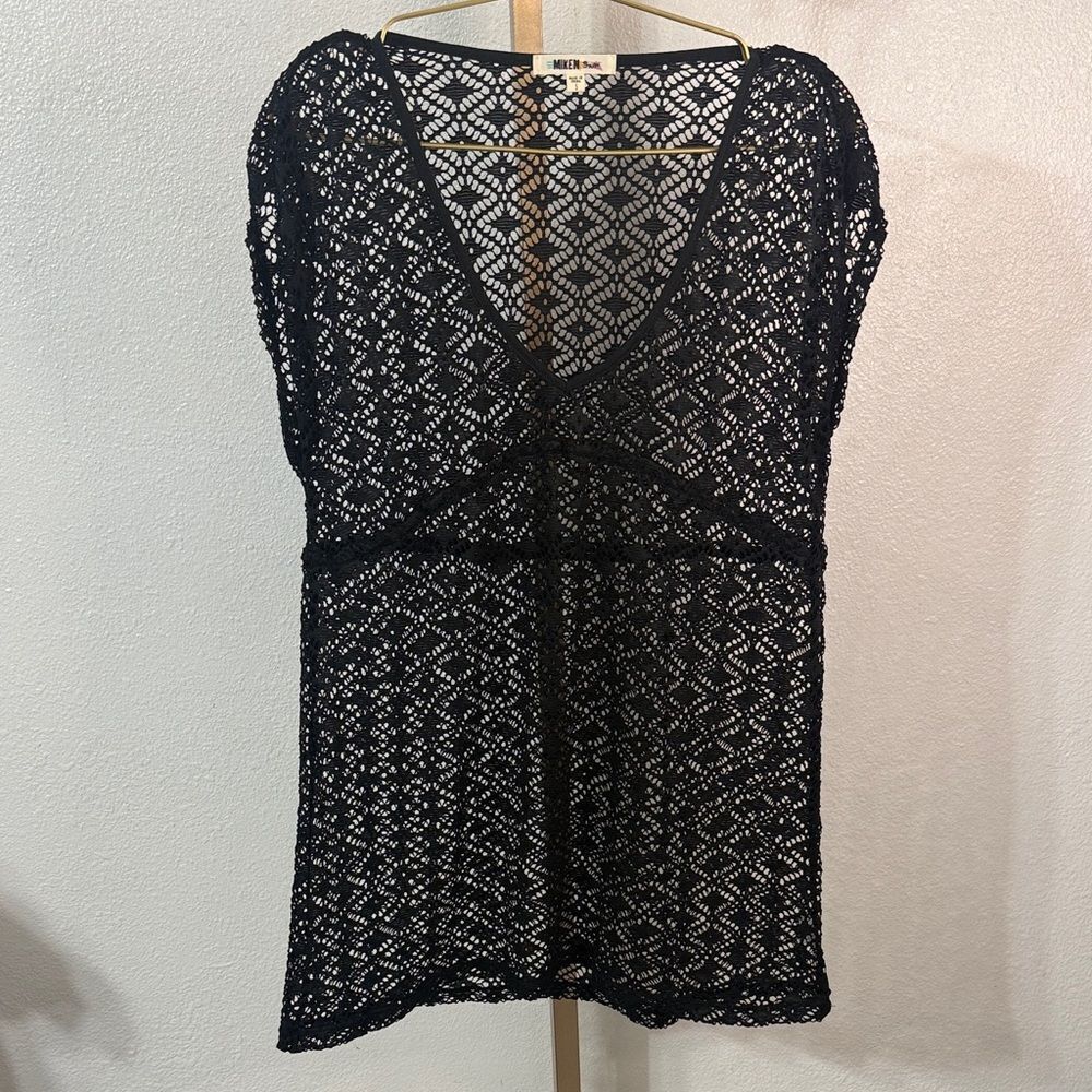 Elegant Black Crochet Swim Cover-Up dress- Small